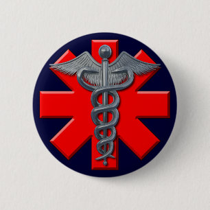 Bóton Redondo 5.08cm Símbolo de prata da profissão médica