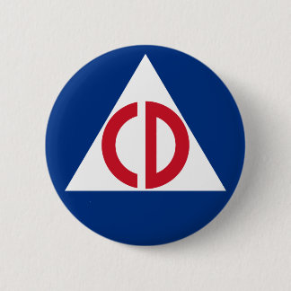 Bóton Redondo 5.08cm Símbolo do vintage do logotipo da defesa civil dos