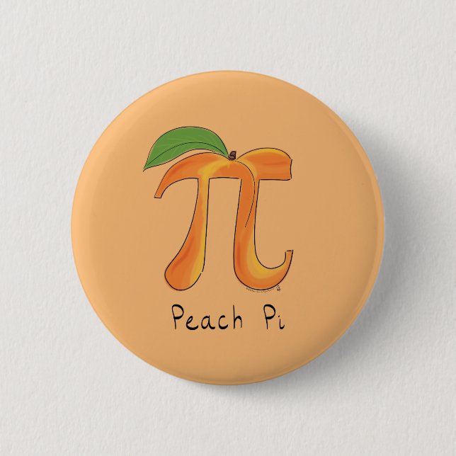 Bóton Redondo 5.08cm Símbolo Engraçado Math Peach Pi (Frente)