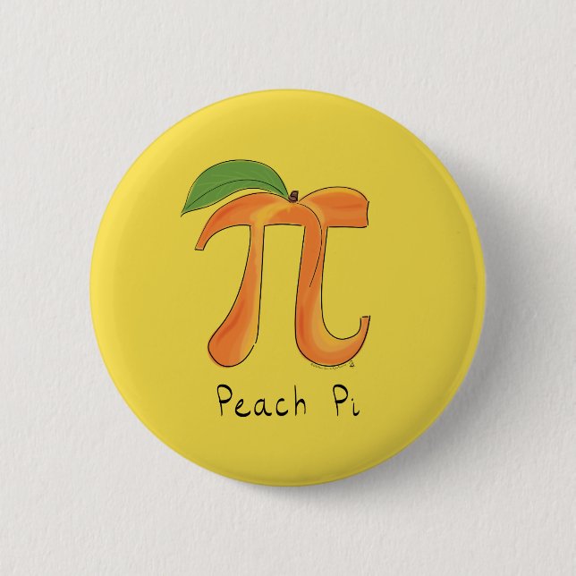 Bóton Redondo 5.08cm Símbolo Engraçado Math Peach Pi (Frente)