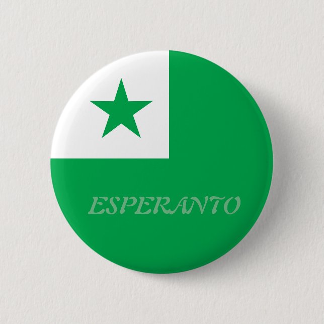 Bóton Redondo 5.08cm Símbolo esperanto+texto, (Frente)
