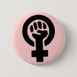 Bóton Redondo 5.08cm Símbolo feminista com fundo cor-de-rosa