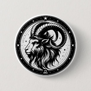 Bóton Redondo 5.08cm Símbolo Horoscópio Capricórnio Goat