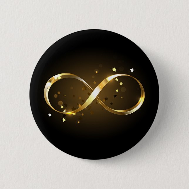 Bóton Redondo 5.08cm Símbolo Infinity do ouro (Frente)
