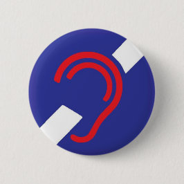 Bóton Redondo 5.08cm Símbolo internacional para surdo, vermelho, o