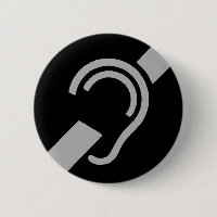 Símbolo internacional para surdos, prata em preto