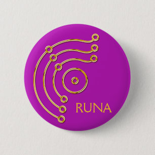 Bóton Redondo 5.08cm Símbolo RUNA / DOURADO, RUNA magenta