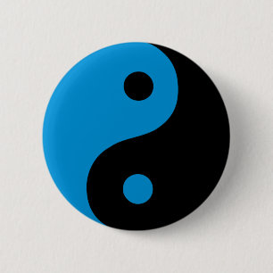 Bóton Redondo 5.08cm Símbolo Taoísta do Yin Yang Azul