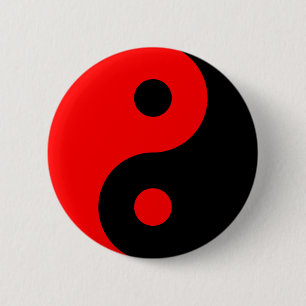 Bóton Redondo 5.08cm Símbolo vermelho de Yin Yang