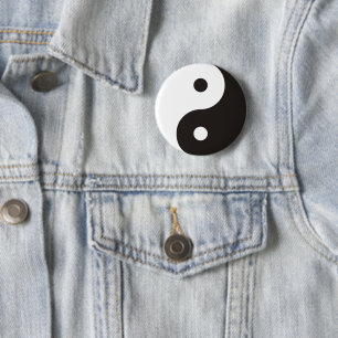 Bóton Redondo 5.08cm Símbolo Yin Yang - design de tatuagem sólida