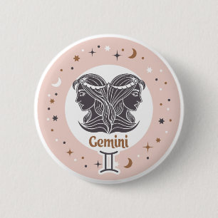 Bóton Redondo 5.08cm Símbolo Zodiac Gemini
