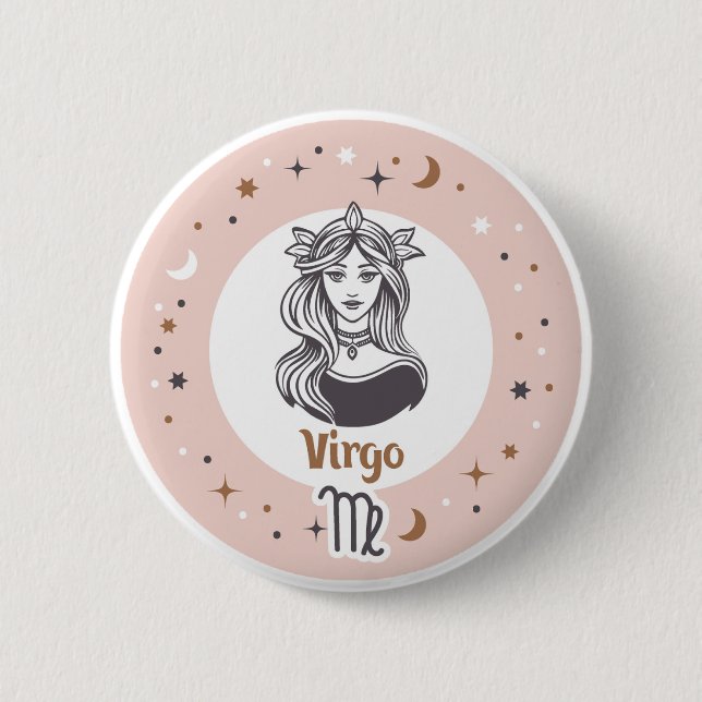 Bóton Redondo 5.08cm Símbolo Zodiac Virgo (Frente)