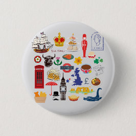 Bóton Redondo 5.08cm Símbolos britânicos do Reino Unido