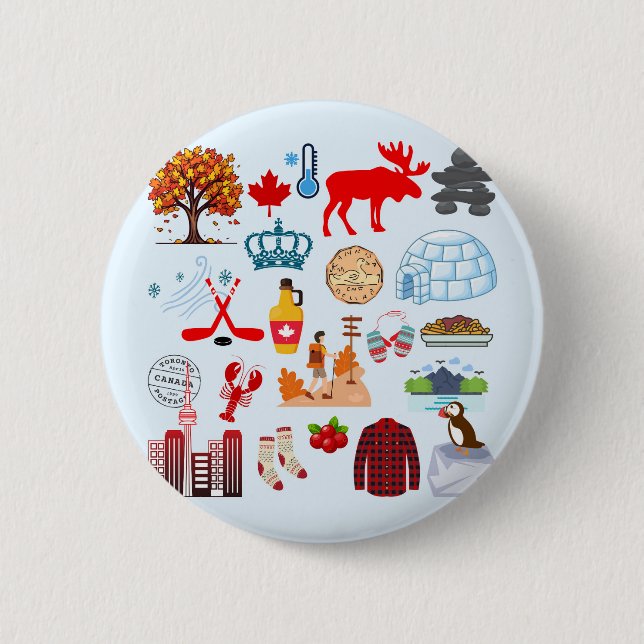 Bóton Redondo 5.08cm Símbolos do Canadá (Frente)