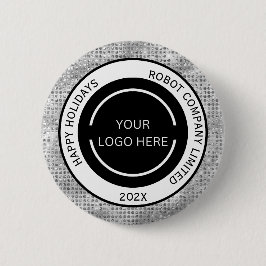 Bóton Redondo 5.08cm Simple Company Logo and Name Silver