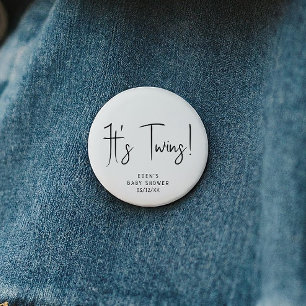 Bóton Redondo 5.08cm Simples Chá de fraldas Neutro Moderno São Gêmeos