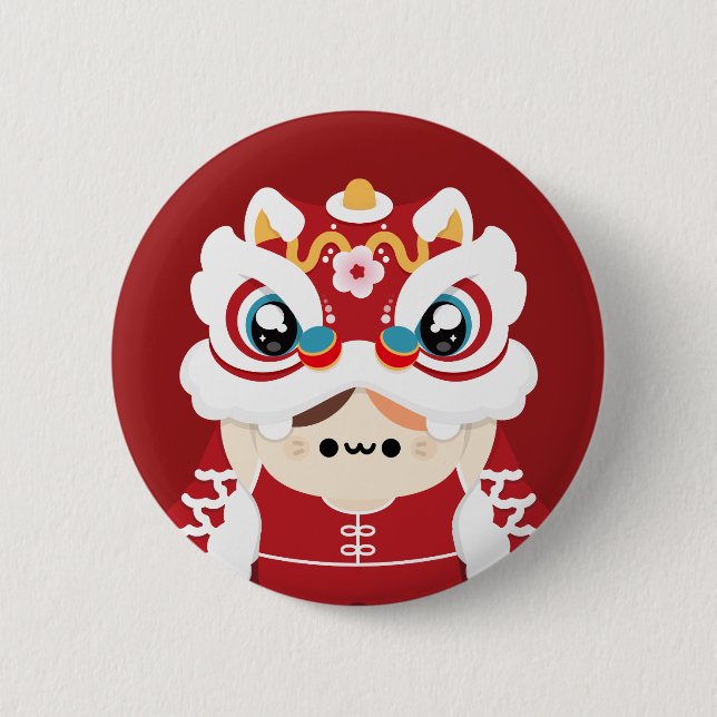 Bóton Redondo 5.08cm Simples e Bonito Ano Novo Chinês (Frente)
