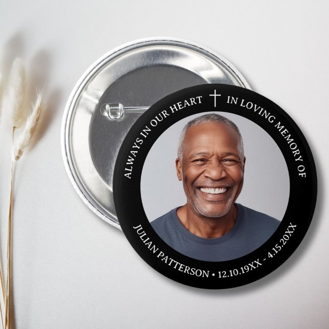 Bóton Redondo 5.08cm Simples Foto Funeral Memorial (Criador carregado)