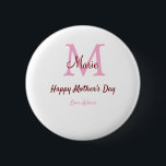 Bóton Redondo 5.08cm simples monograma mínimo de dia de as mães cor-de-<br><div class="desc">design</div>