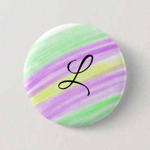 Bóton Redondo 5.08cm Simples roxo verde aquarela adicione seu monograma
