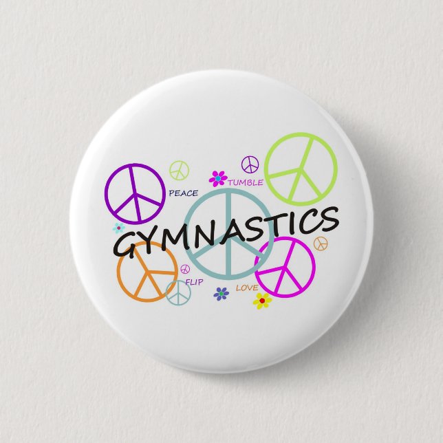 Bóton Redondo 5.08cm Sinais de paz da ginástica (Frente)