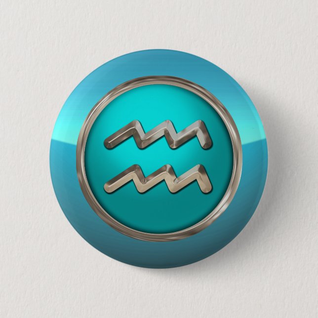 Bóton Redondo 5.08cm Sinal astrológico do Aquário (Frente)