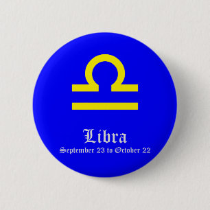 BÓTON REDONDO 5.08CM SINAL ASTROLÓGICO LIBRA, SÍMBOLO ZODIAC