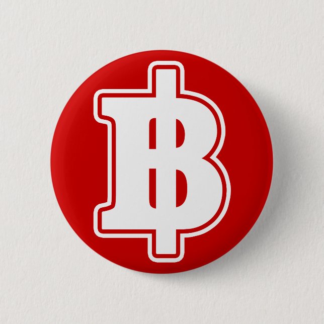 Bóton Redondo 5.08cm SINAL BRANCO BAHT ฿ Moeda Tailandesa ฿ (Frente)