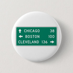 Bóton Redondo 5.08cm Sinal da estrada de Chicago Boston Cleveland