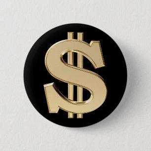 Bóton Redondo 5.08cm sinal de dólar 3D