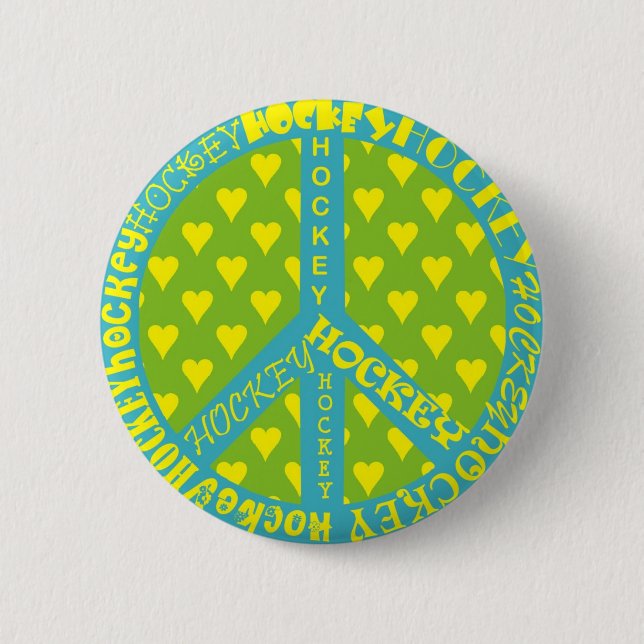 Bóton Redondo 5.08cm Sinal de paz com hóquei no quadro (Frente)