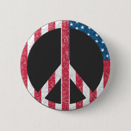Bóton Redondo 5.08cm Sinal de Paz da Bandeira Americana Vintage Vermelh