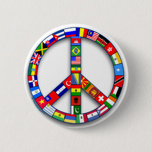 Bóton Redondo 5.08cm Sinal de paz feito de t-shirt das bandeiras,