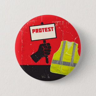 Bóton Redondo 5.08cm Sinal de protesto com colete amarelo