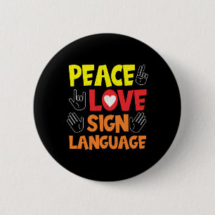Bóton Redondo 5.08cm Sinal Linguagem Intérprete-Mão Asl Sensibilização 