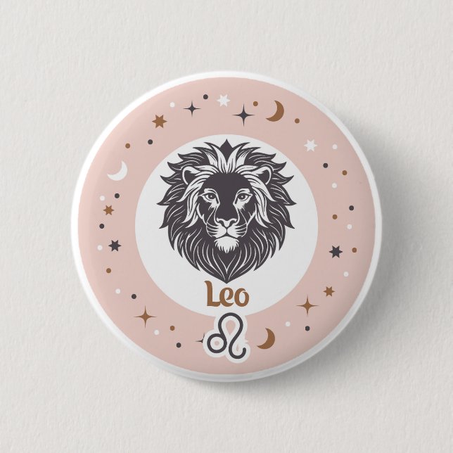 Bóton Redondo 5.08cm Sinal Zodiac Leo (Frente)