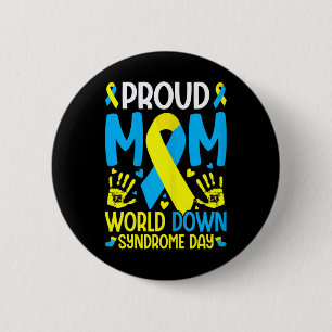 Bóton Redondo 5.08cm Síndrome de Down Mamãe Ribbon World Down Síndrome 