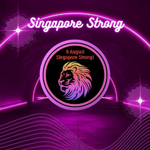 Bóton Redondo 5.08cm Singapura Forte! Botão do Dia Nacional