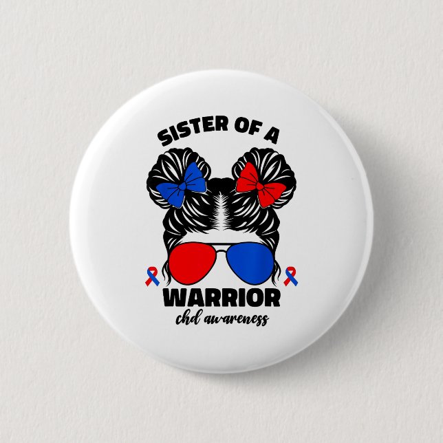 Bóton Redondo 5.08cm Sister Of A Warrior Chd Congenital Heart Defect Aw (Frente)