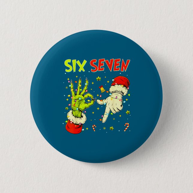 Bóton Redondo 5.08cm Six Seven 67 Funny Hand-sign Christmas Meme  (Frente)