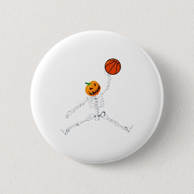Bóton Redondo 5.08cm Skeleton Basball Halloween Pumpkin Slam Dunk (Frente)