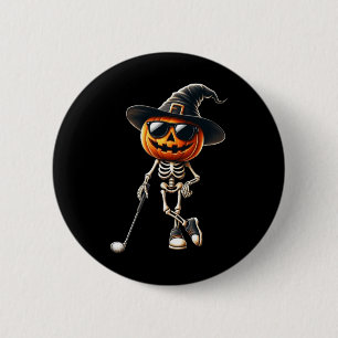 Bóton Redondo 5.08cm Skeleton Golf Pumpkin Golfing Golfer Cos