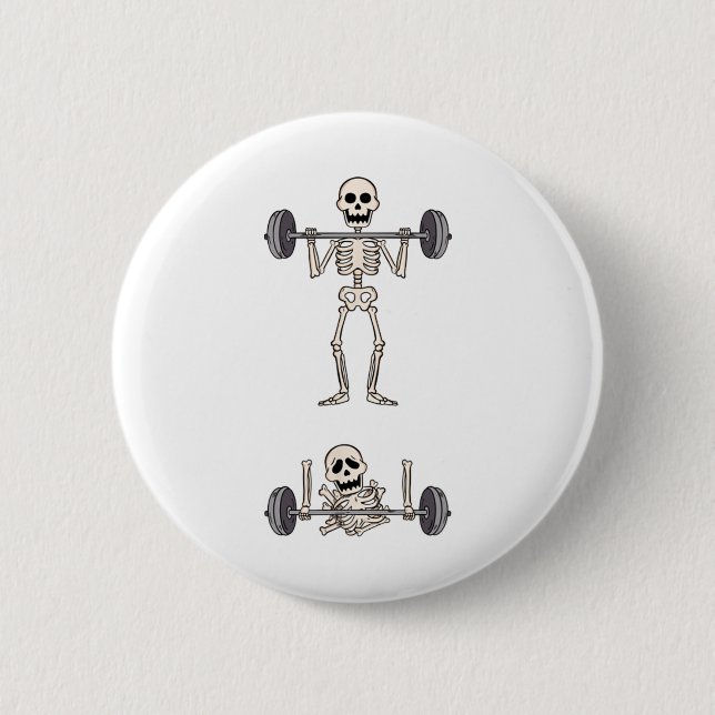 Bóton Redondo 5.08cm Skeleton Gym Funny Workout Piadas de ginástica (Frente)