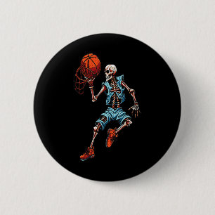 Bóton Redondo 5.08cm Skeleton Halloween Spooky Dunking Skull
