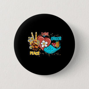 Bóton Redondo 5.08cm Skeleton Mão Paz Família Love Crocs Xmas Pajama