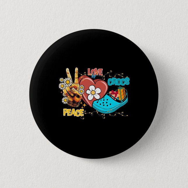 Bóton Redondo 5.08cm Skeleton Mão Paz Família Love Crocs Xmas Pajama (Frente)