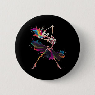 Bóton Redondo 5.08cm Skeleton Rainbow Ballerina Halloween