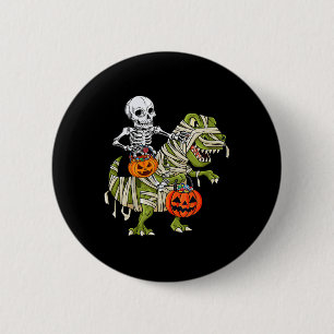 Bóton Redondo 5.08cm Skeleton Riding Mummy Dinosaur T Rex Halloween