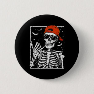Bóton Redondo 5.08cm Skeleton Rock Hand Halloween Figurume Legal Rock M