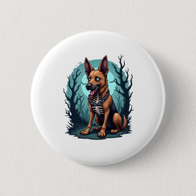 Bóton Redondo 5.08cm Skeleton Shepherd Dog (Frente)